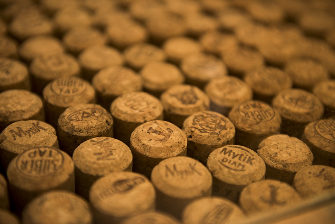 Champagne Snug with wine corks, ideal for networking receptions and celebrations.