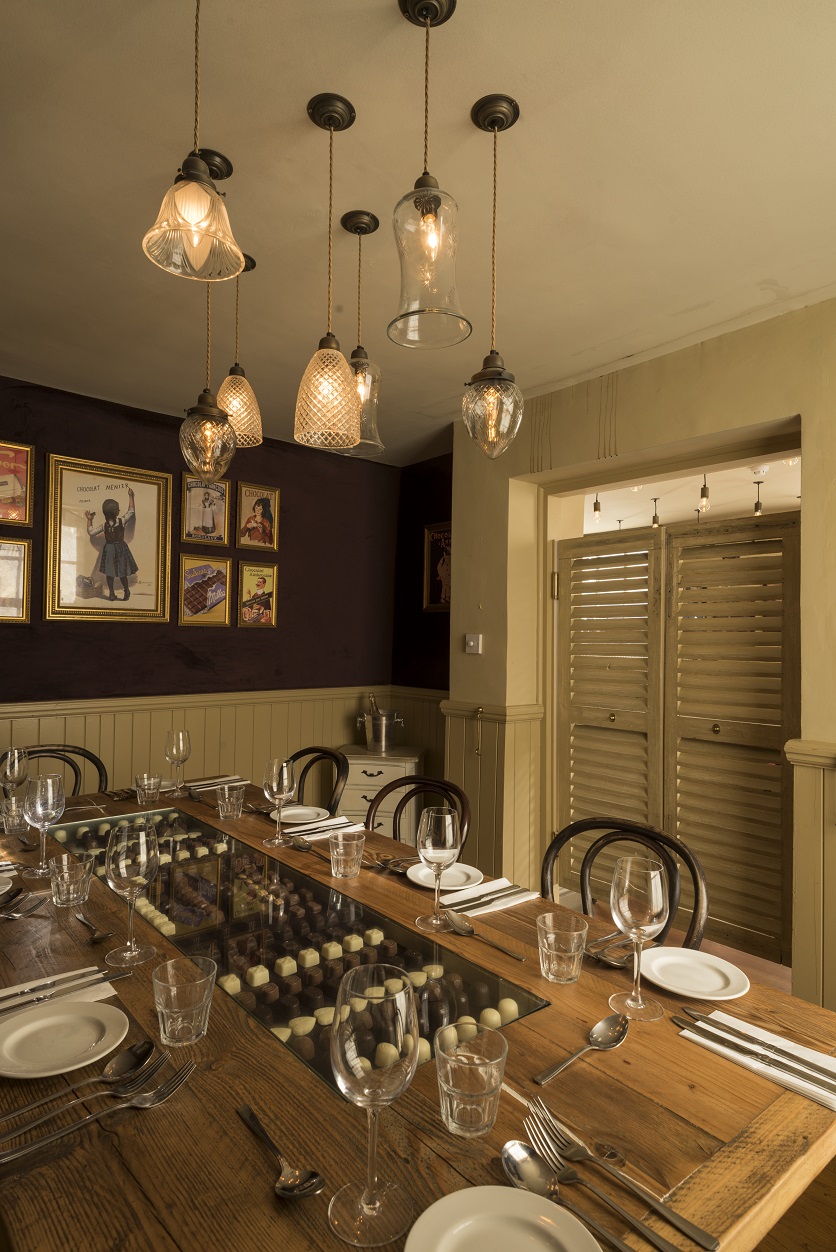 Chocolat Room at Cafe Rouge: elegant dining space for corporate meetings and private events.