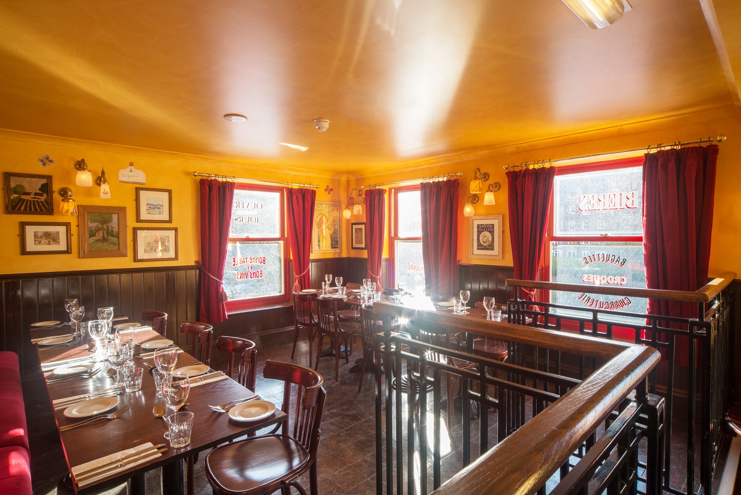 Downstairs Private Room at Cafe Rouge Durham, cozy dining space for events and gatherings.