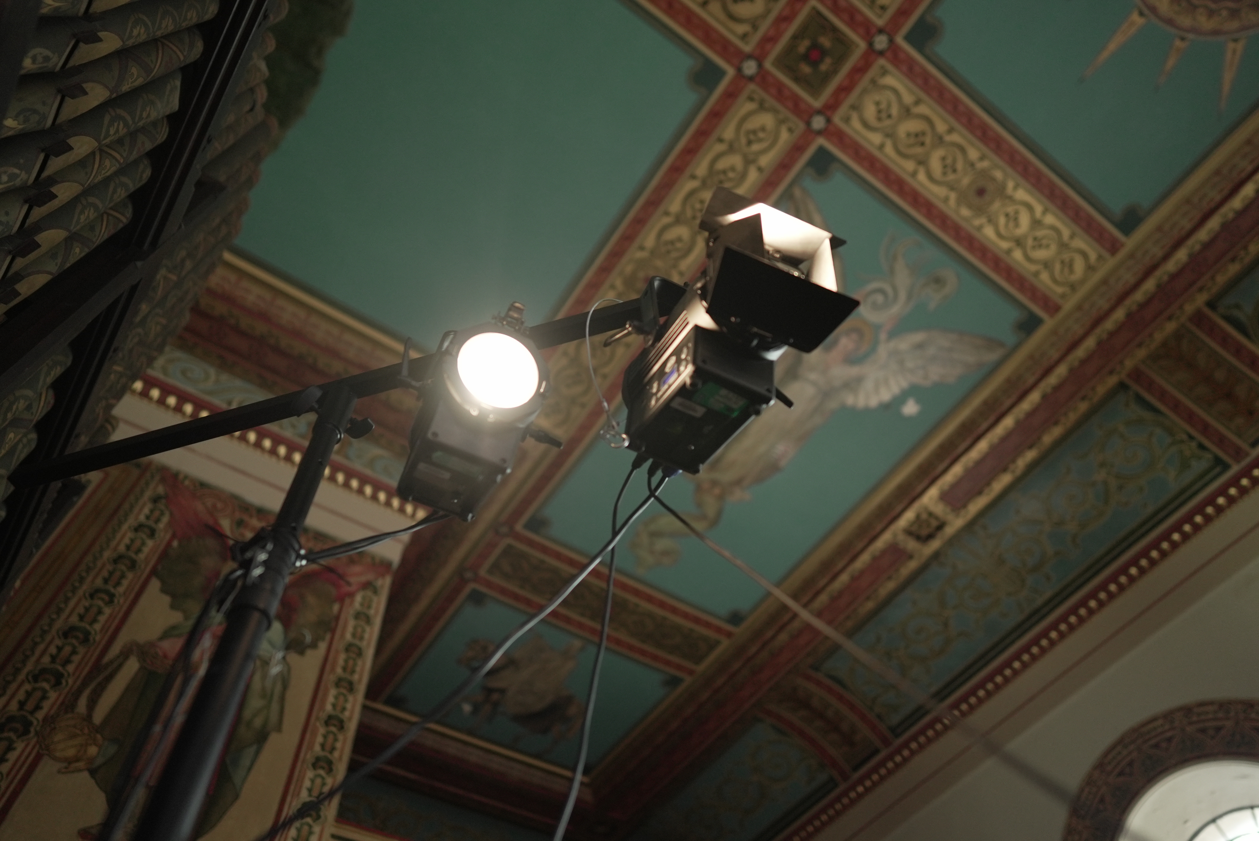 Main Church in St John's Hoxton with intricate ceiling lighting for events.