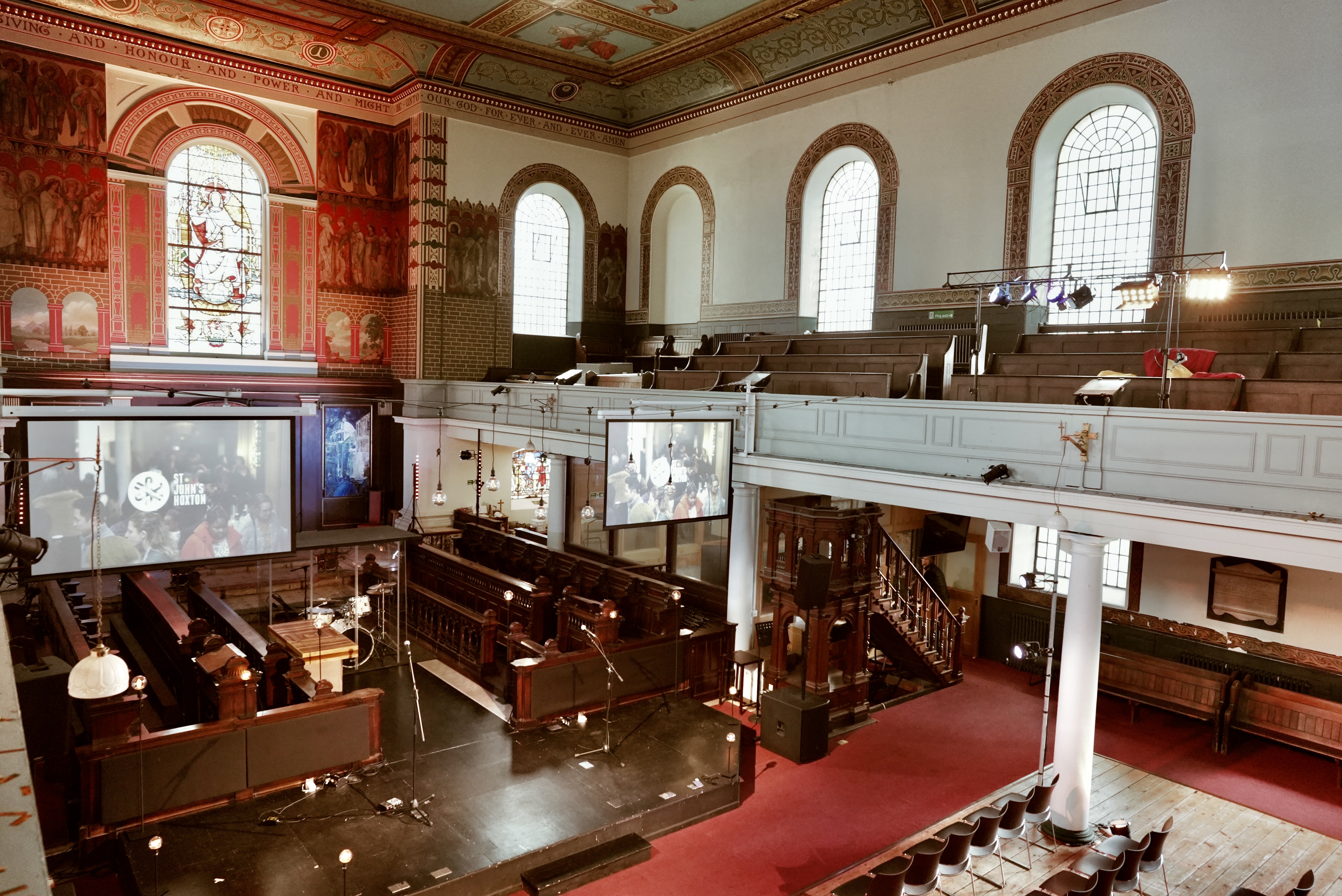 Main Church St John's Hoxton, elegant venue with stained glass for events and conferences.