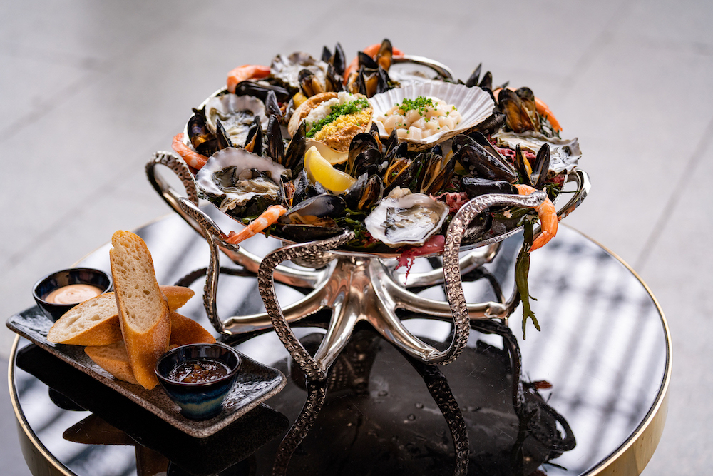 Seafood platter at St Pancras Brasserie, ideal for upscale events and cocktail receptions.