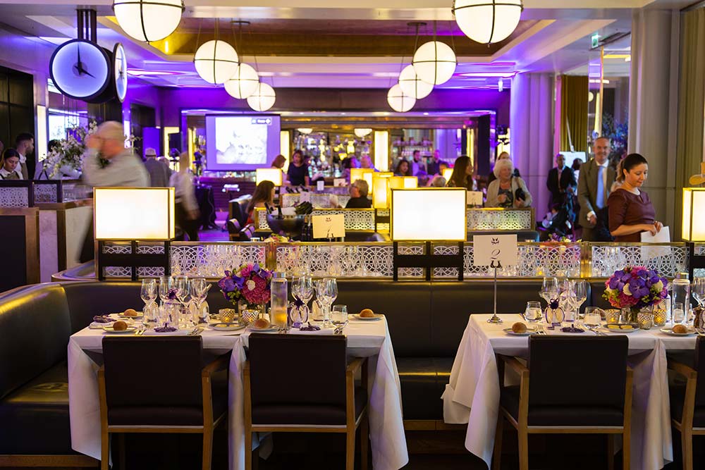 Elegant dining setup at St Pancras Brasserie for corporate events and celebrations.