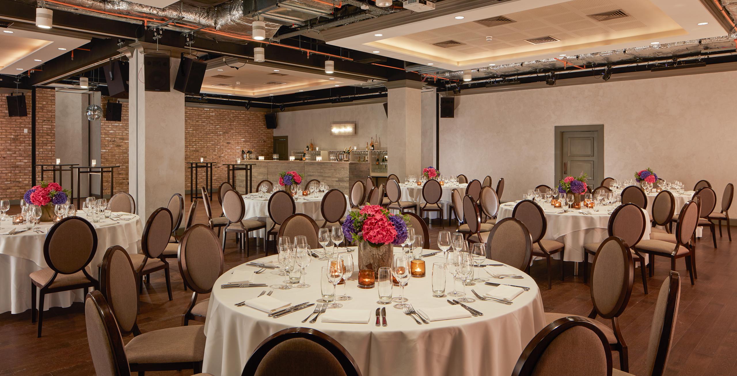 Elegant banquet space at Virgin Hotels London, ideal for corporate events and gatherings.