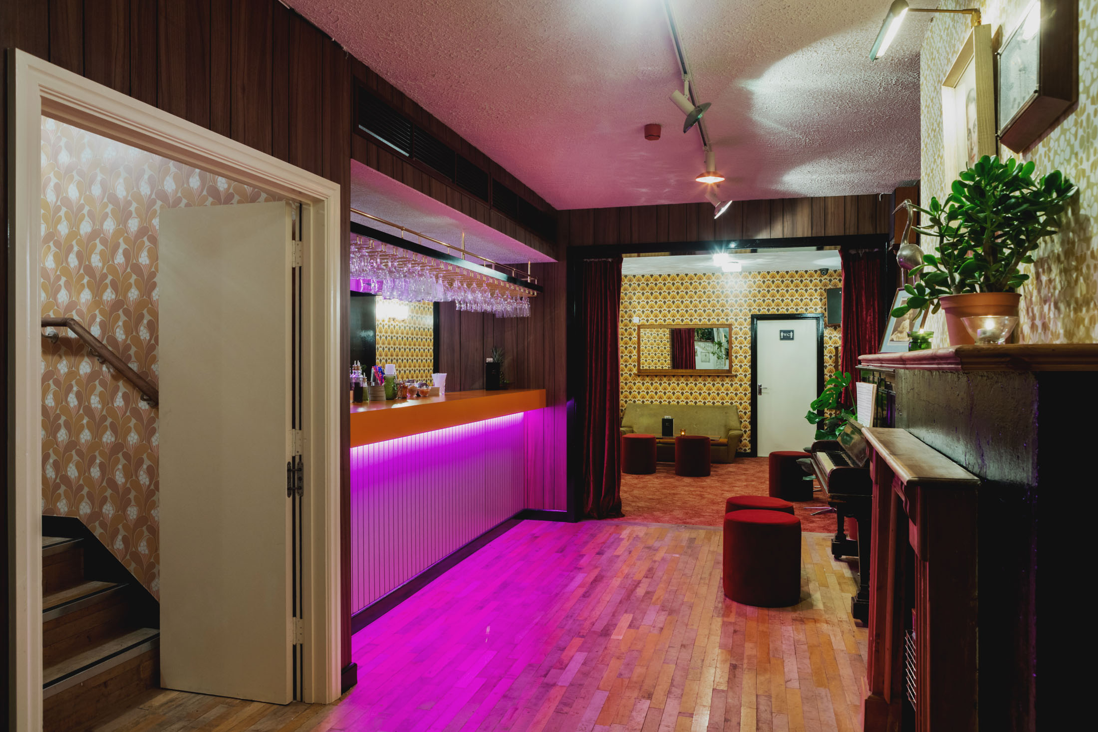 Stylish basement bar at Bobby Fitzpatrick, perfect for intimate gatherings and networking events.