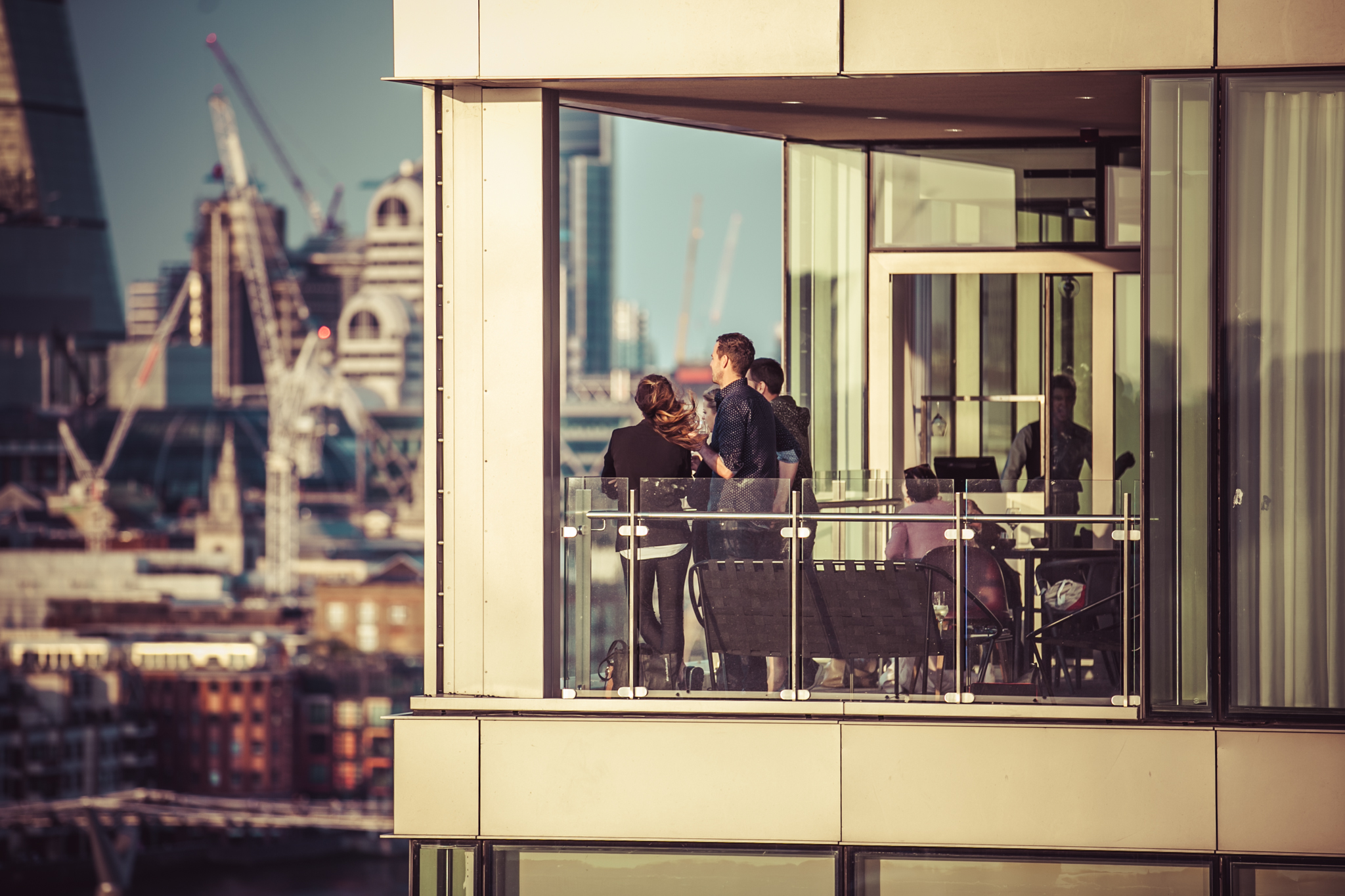 Cucumber outdoor venue with modern architecture for networking events and cocktail receptions.
