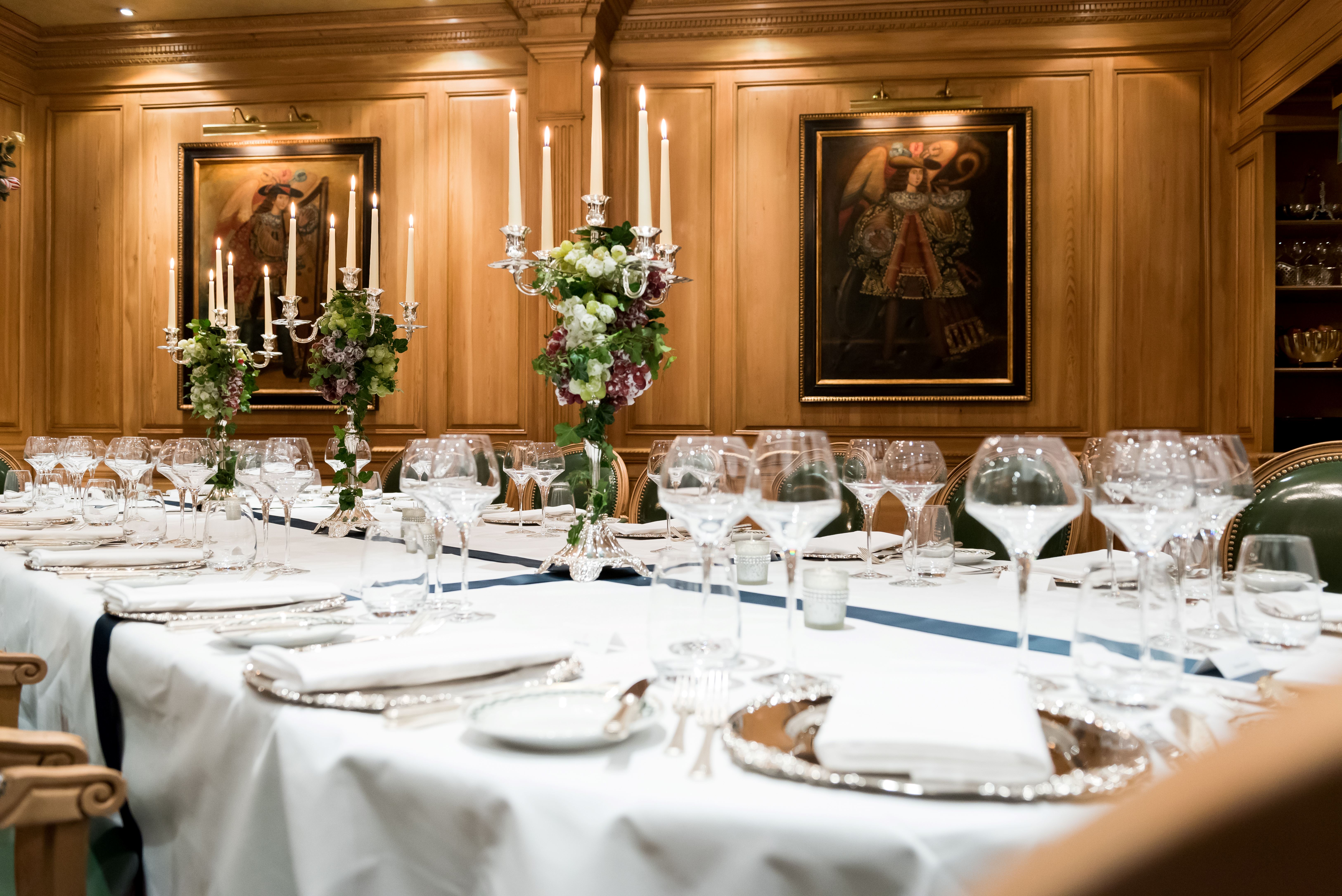 Windsor Suite dining table with elegant decor for formal events and galas.