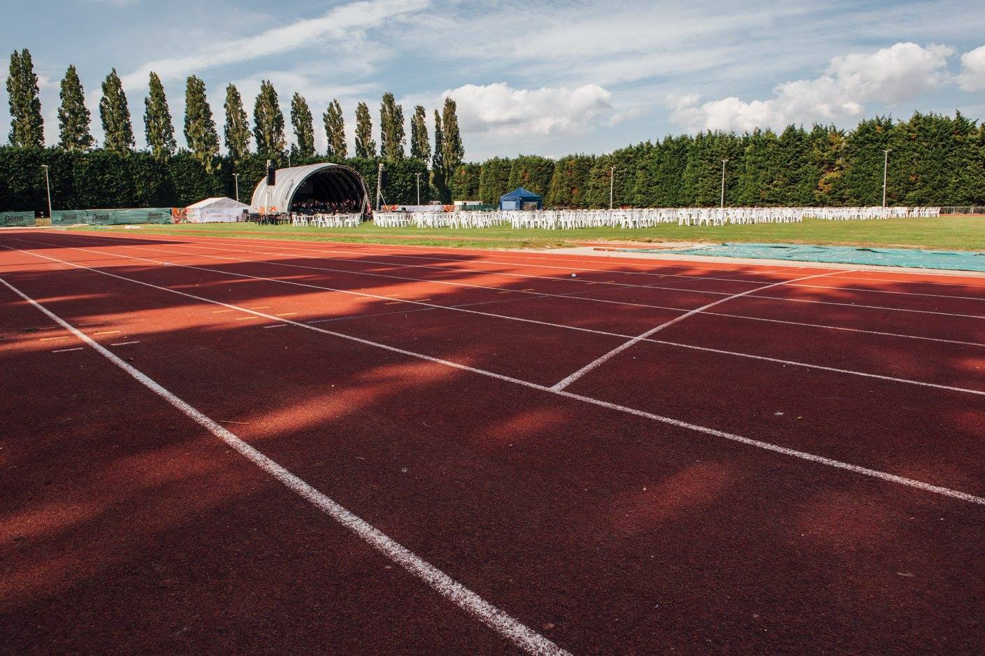 Athletics track in Wimbledon Park, ideal for sports meets and outdoor events.