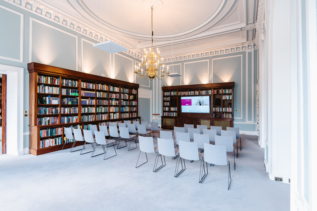 Elegant Reading Room at Carlton House Terrace, perfect for workshops and meetings.