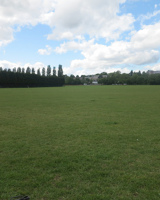 Spacious green field in Wimbledon Park, ideal for outdoor events and gatherings.