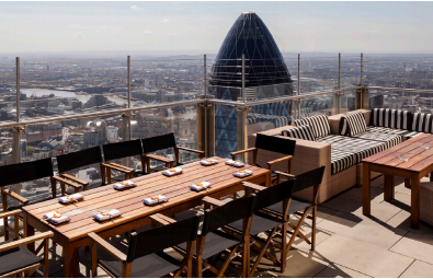 Rooftop venue at SUSHI SAMBA with panoramic views for corporate events and gatherings.