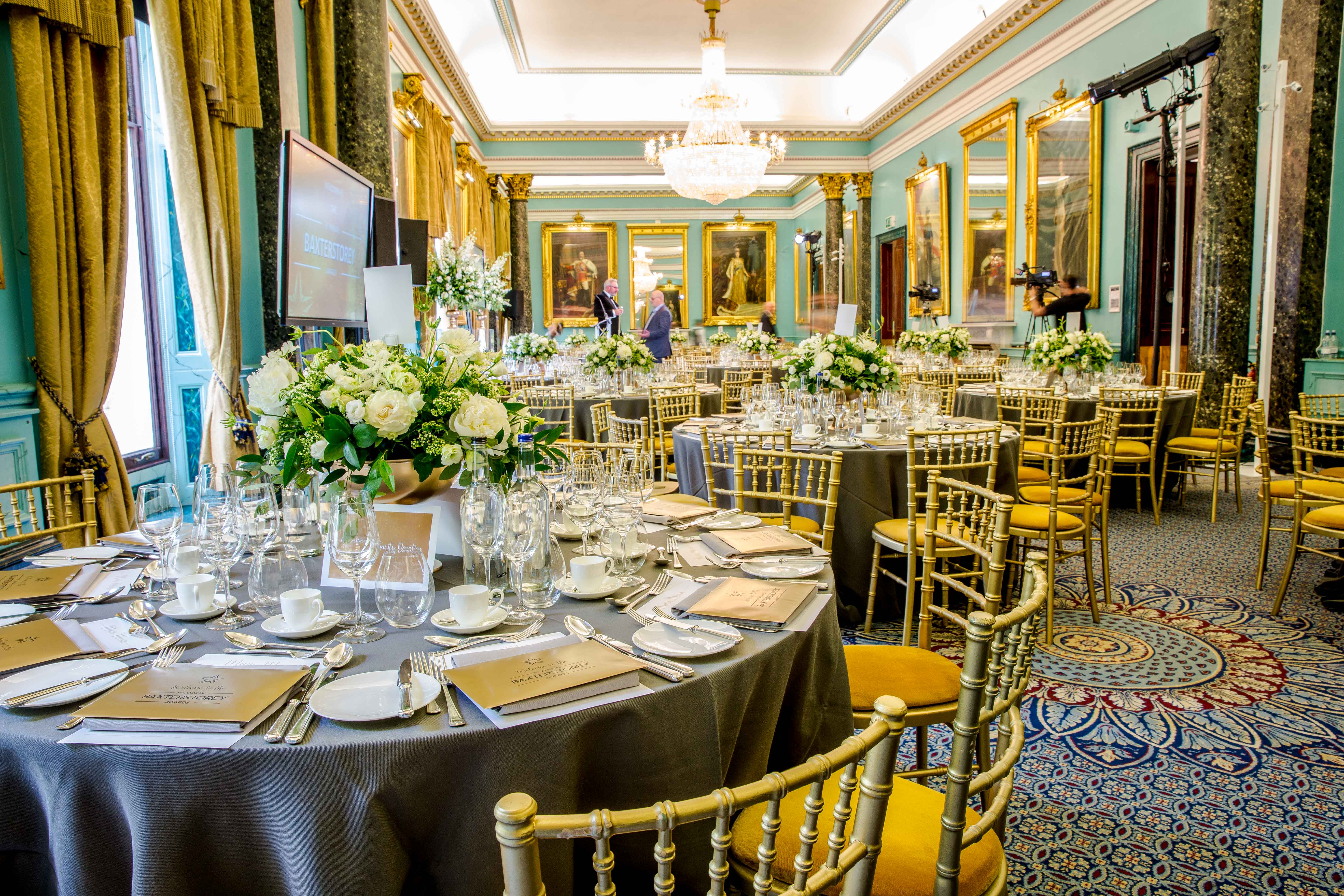 Elegant Nash Room banquet setup at 116 Pall Mall for corporate events and celebrations.