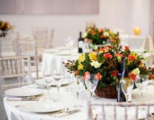 Elegant dining area in Airside Suite, IWM Duxford for corporate events and weddings.