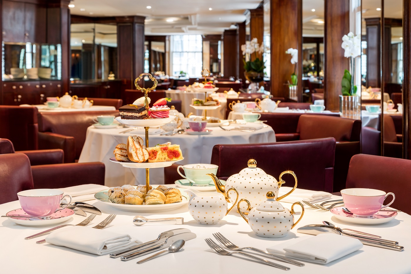 Elegant dining area at Scoff and Banter Tea Rooms, perfect for afternoon tea events.