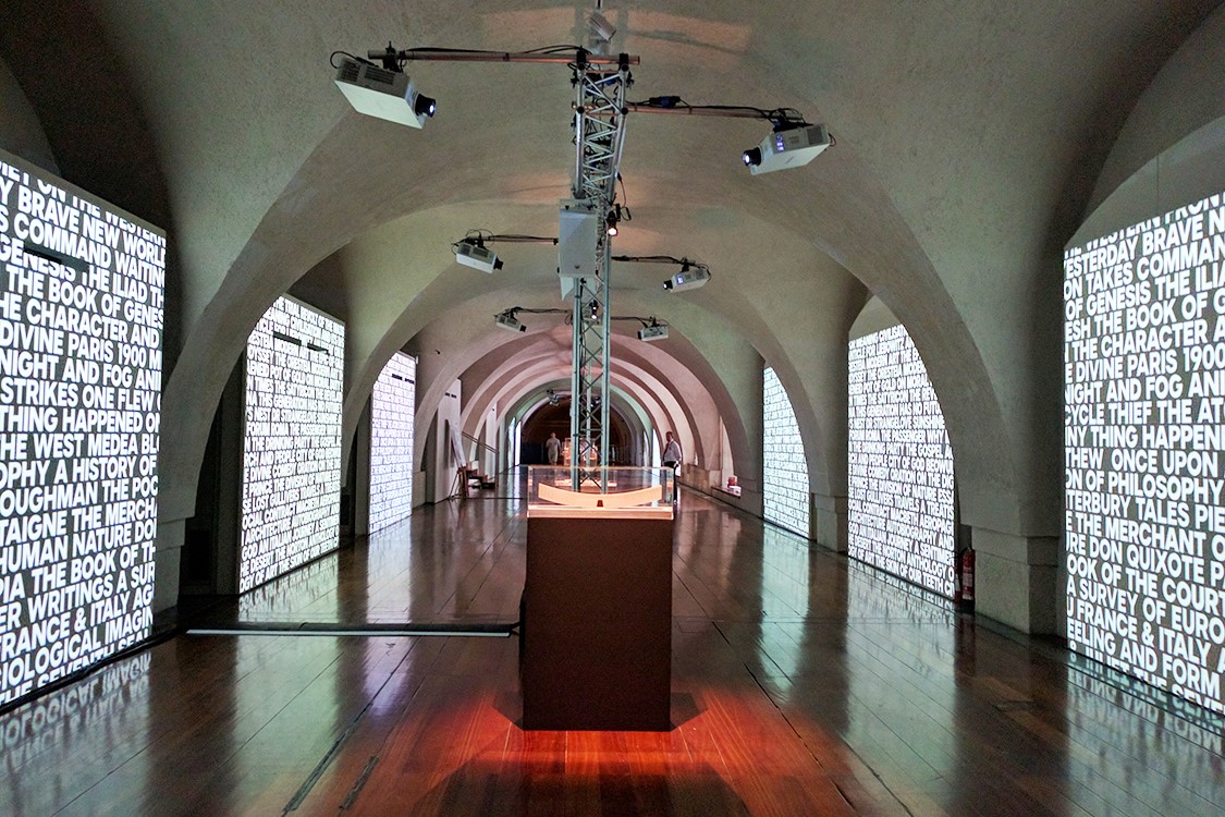 Modern event space at Somerset House with high ceilings, ideal for conferences and exhibitions.