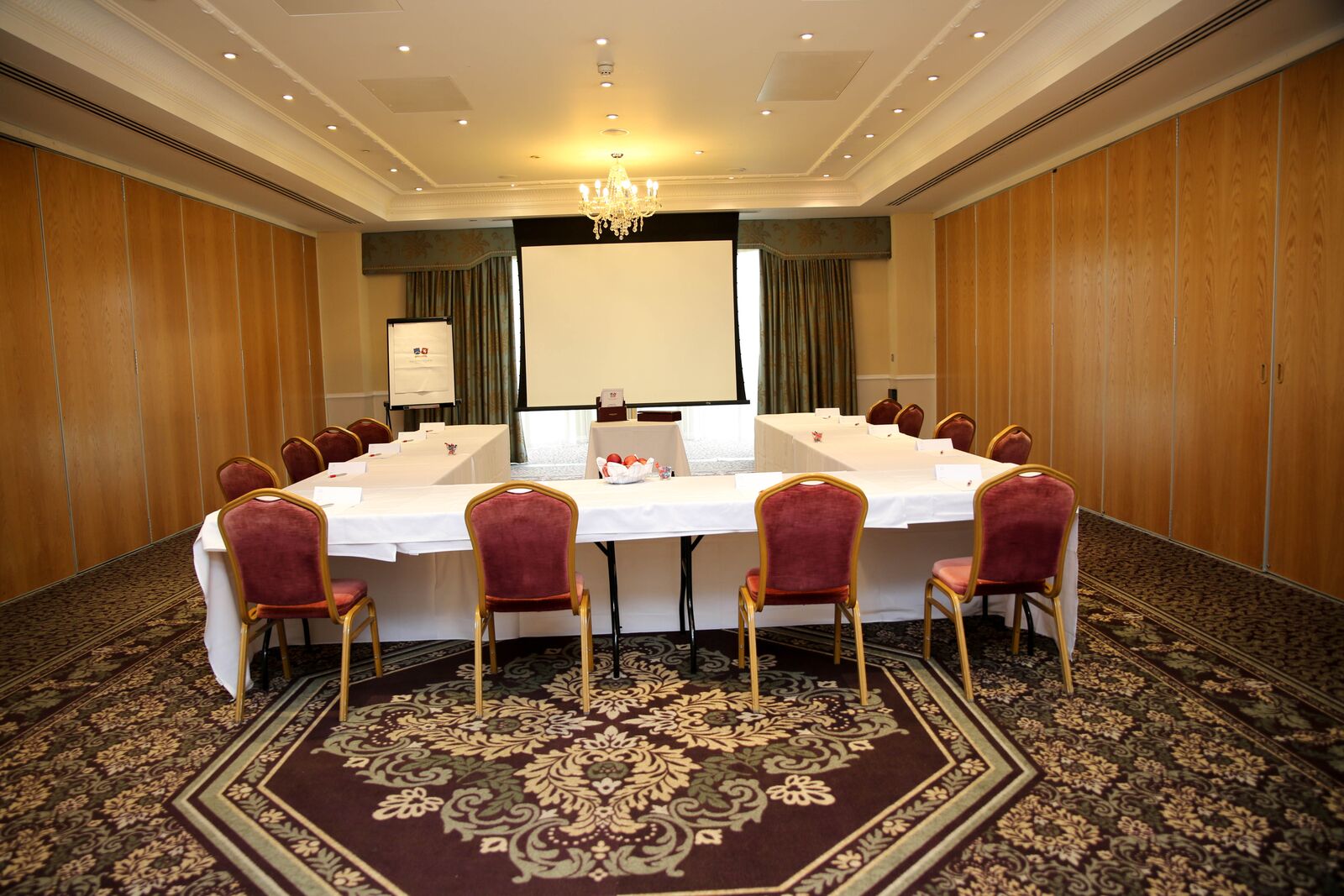 Aspley Suite meeting room at Shendish Manor, U-shape setup for professional events.