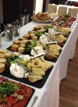 Cheese and cracker display in FC United function room for networking events.