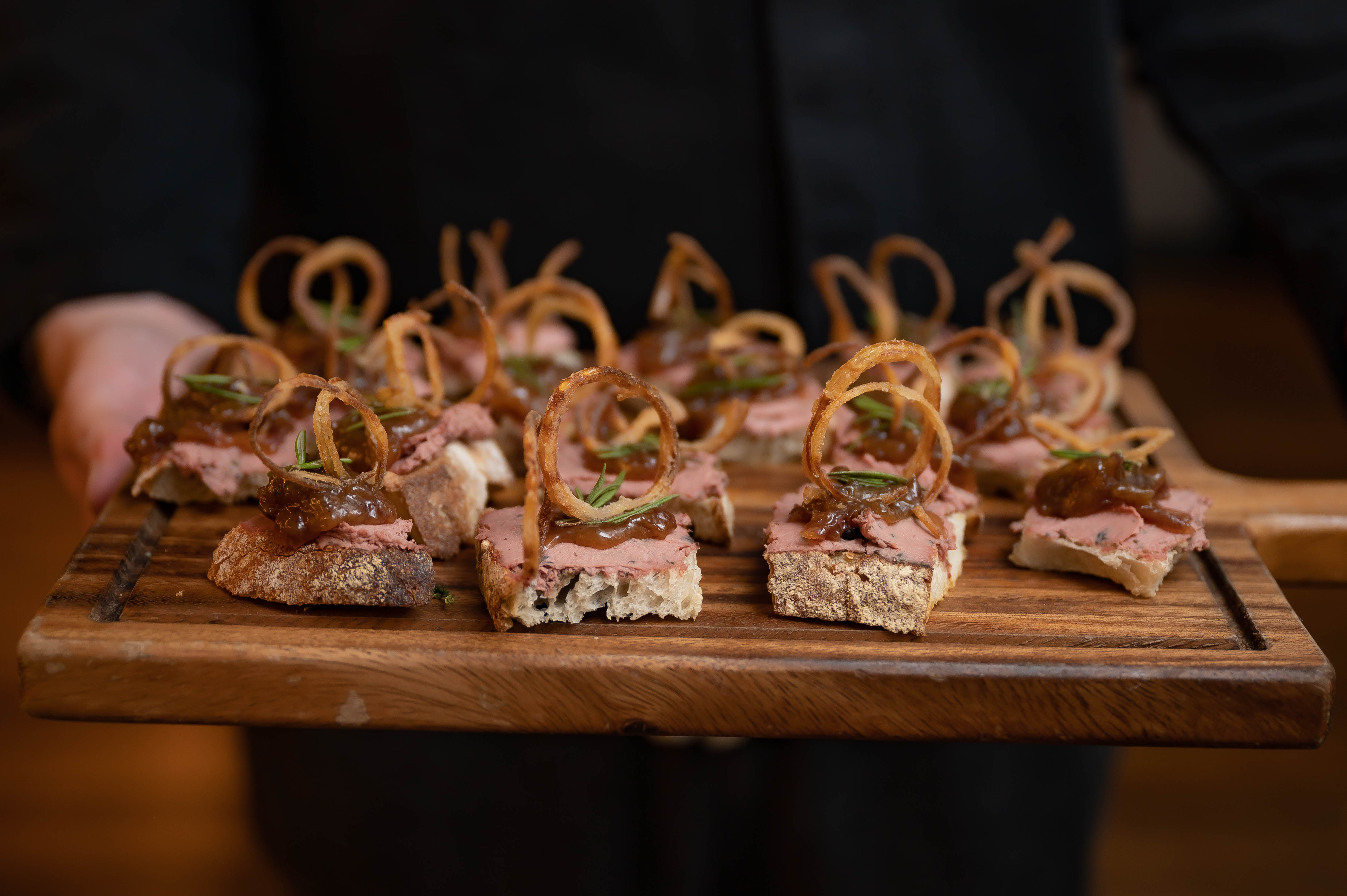 Gourmet hors d'oeuvres platter at The Vault Bar, ideal for networking events.