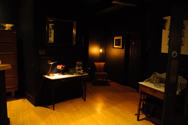 Intimate bar at fivefourstudios, warm lighting for private events and gatherings.