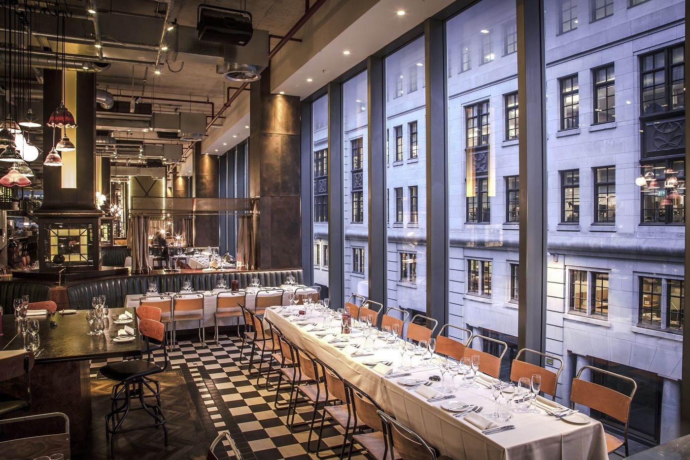 Exclusive hire at Bread Street Kitchen, St Paul's - elegant table for events and gatherings.