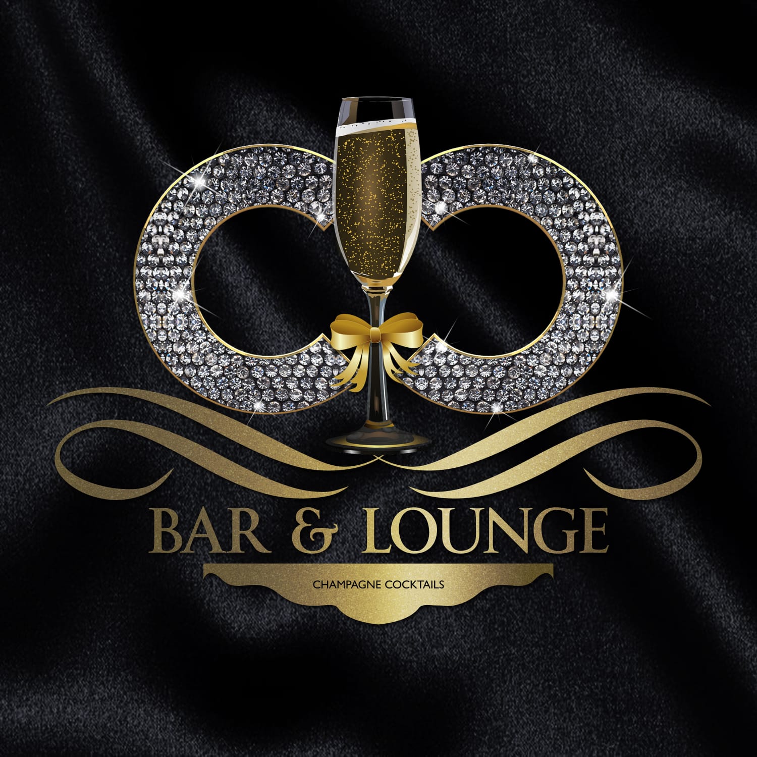 Elegant champagne glass in upscale CC Lounge Bar for cocktail receptions and celebrations.