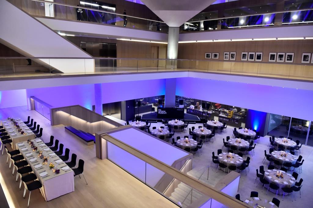 Modern event space in The Atrium, Design Museum, ideal for corporate gatherings and upscale events.