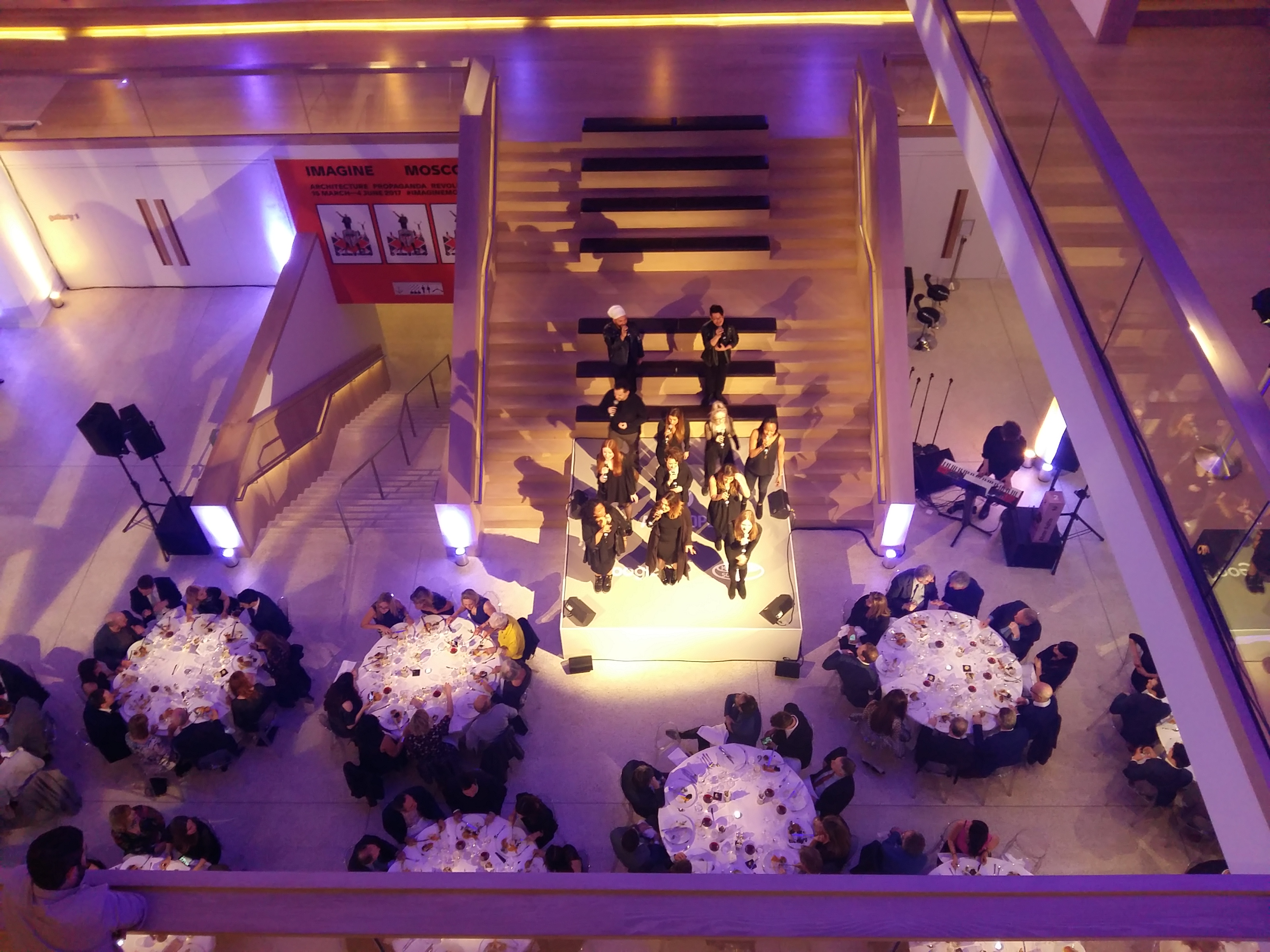 Elegant event setup in The Atrium, Design Museum for corporate gatherings and gala dinners.