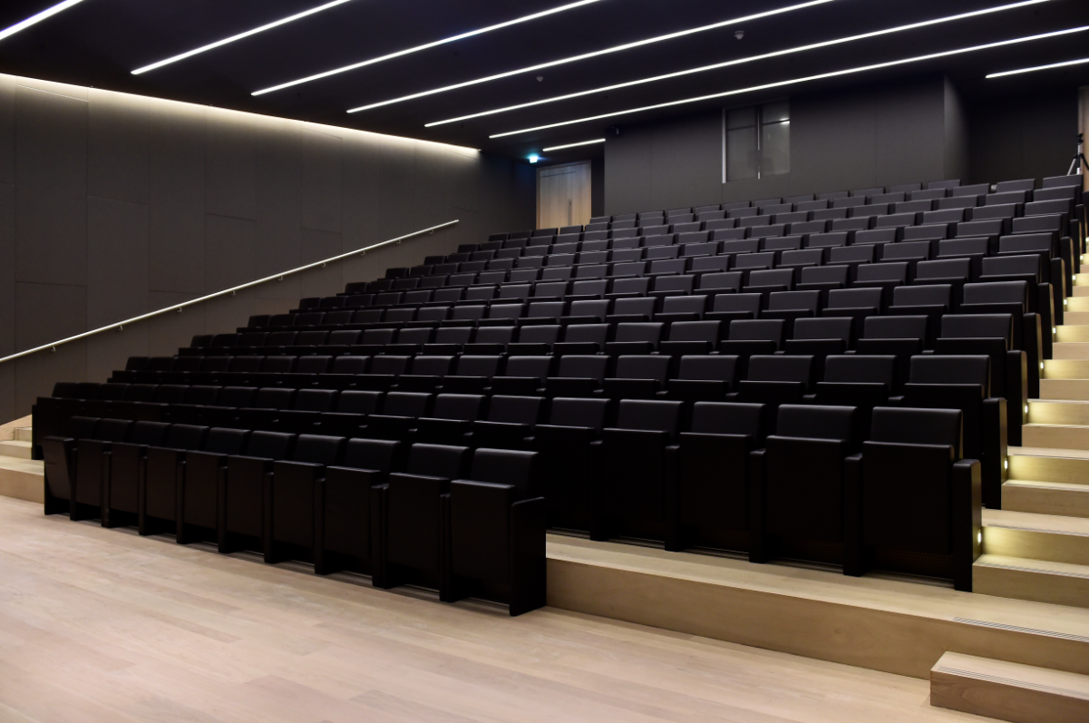 Bakala Auditorium with tiered seating, ideal for presentations and lectures.