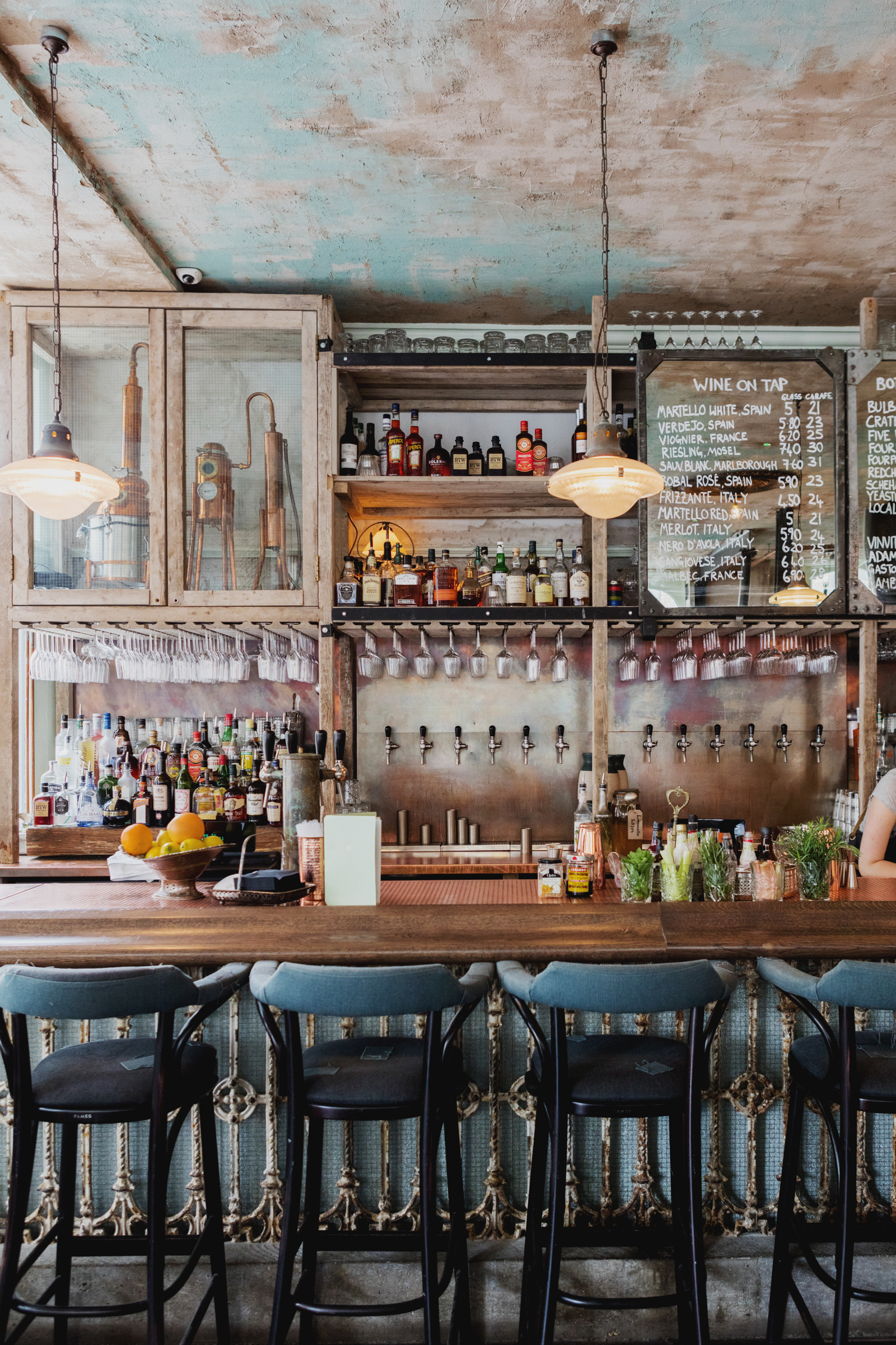 Rustic bar at Martello Hall, perfect for networking events and cocktail receptions.