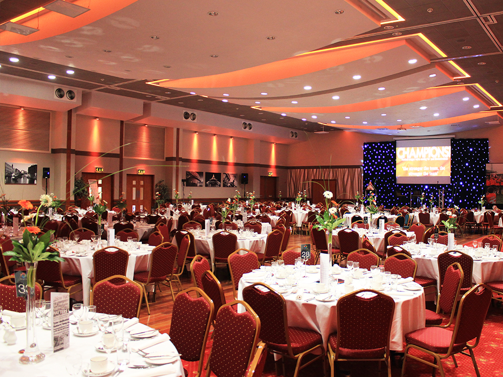Elegant banquet hall at Venue 360, ideal for corporate events and formal dinners.