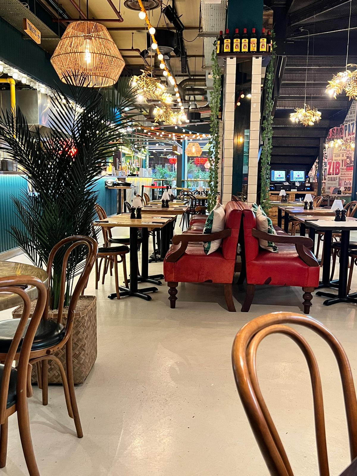 Vibrant dining space at The Bar in Cabana @ The O2 for casual meetings and networking.