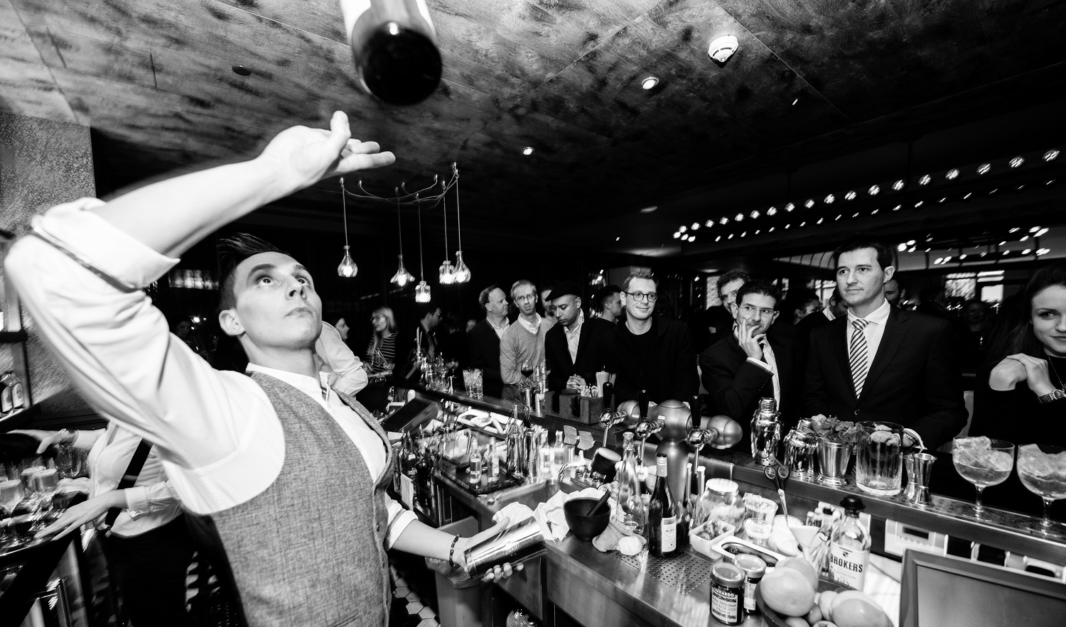 "Flair bartender at Distillery Bar, Hilton London Bankside, perfect for cocktail receptions."