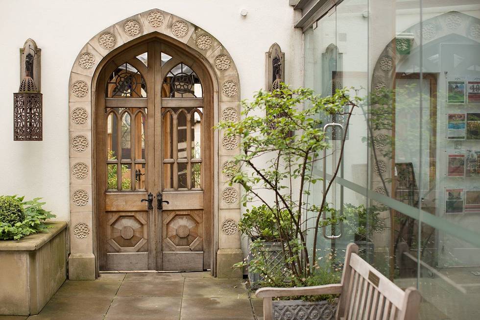 "Architectural entrance at The Tent, Bishopsgate; ideal for events and outdoor gatherings."