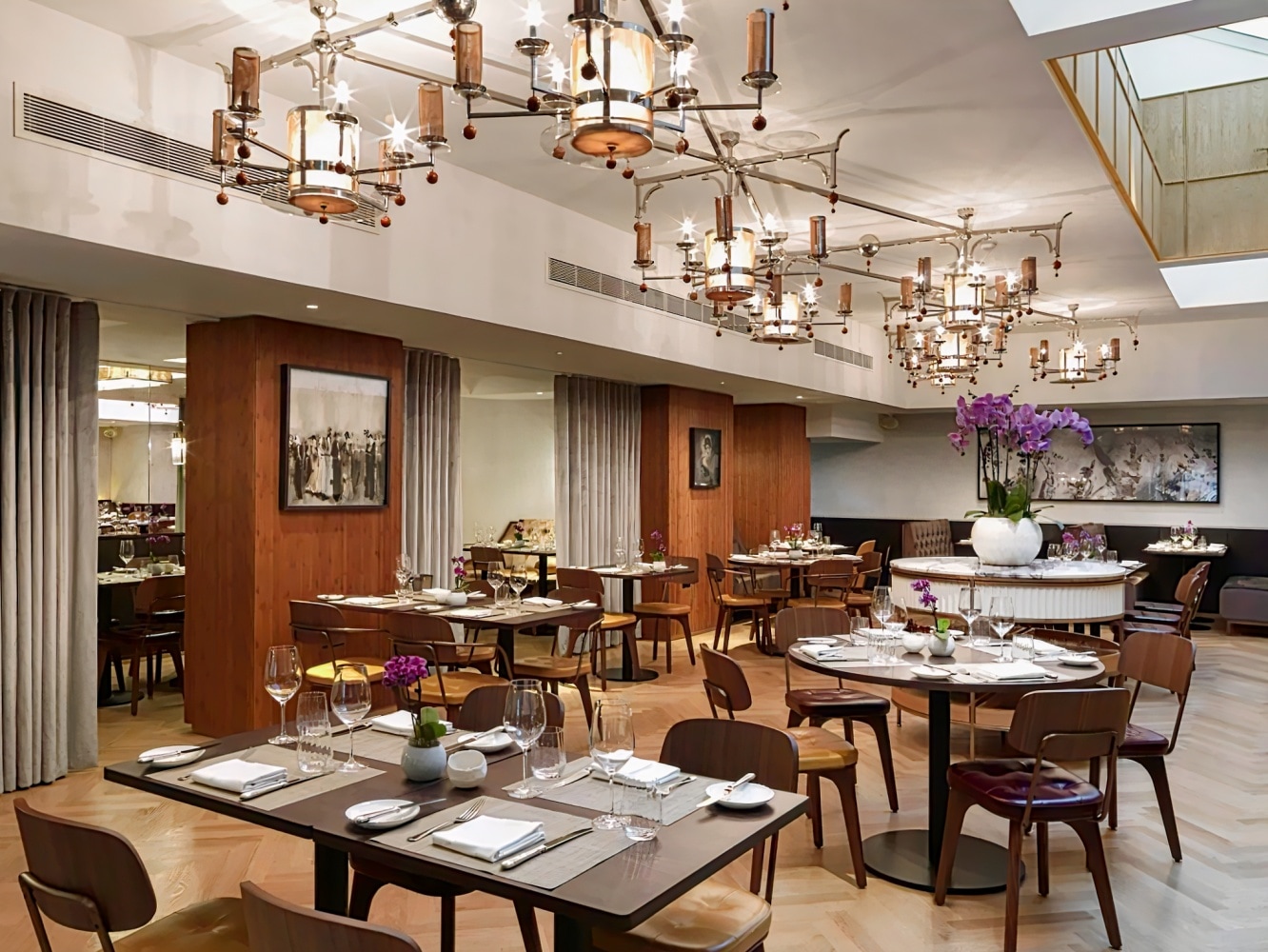 Private dining room at The Athenaeum Hotel, elegant decor for upscale events and meetings.