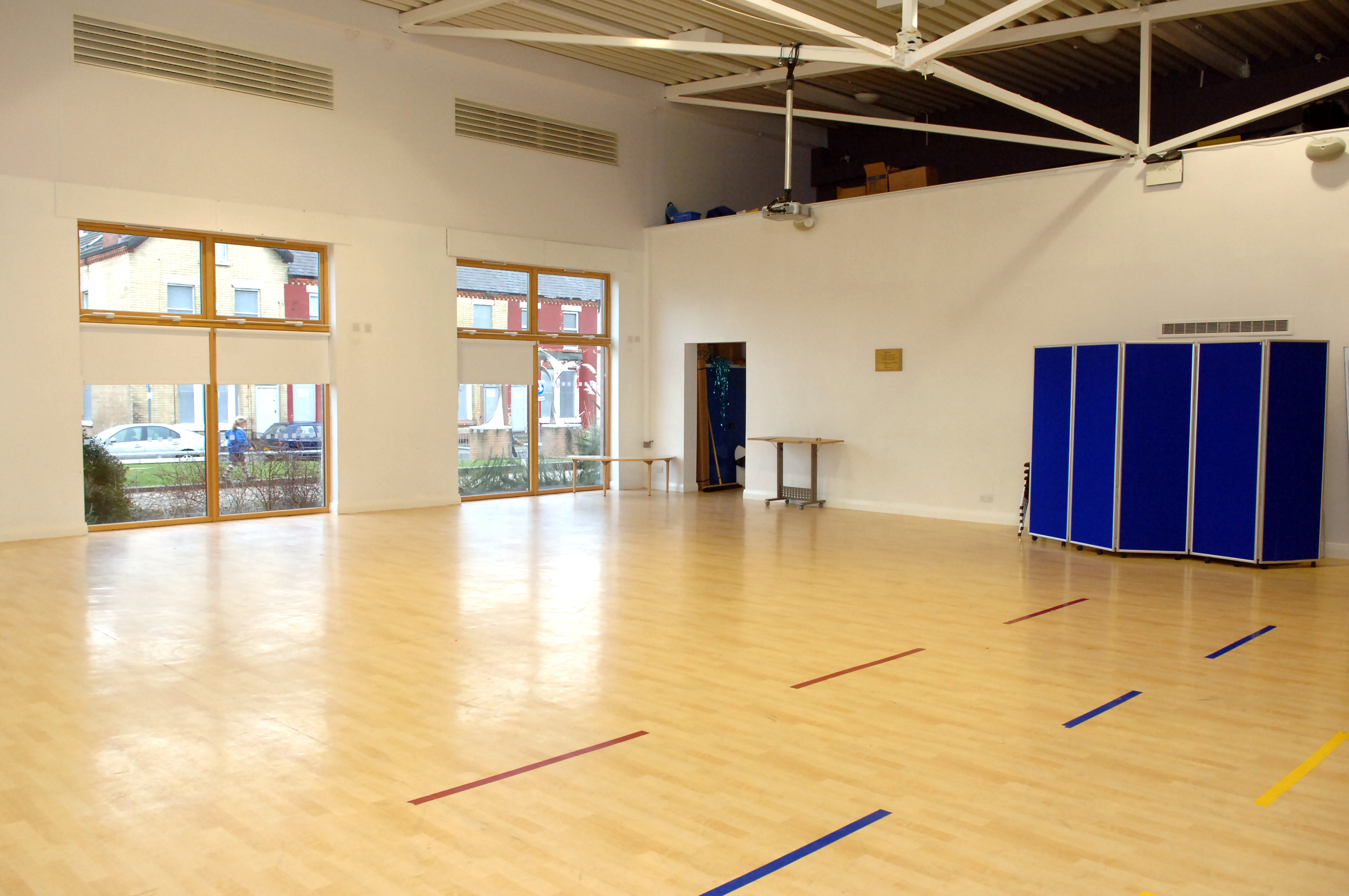 Spacious Hall Hire in Life Bank with wooden flooring, ideal for workshops and meetings.
