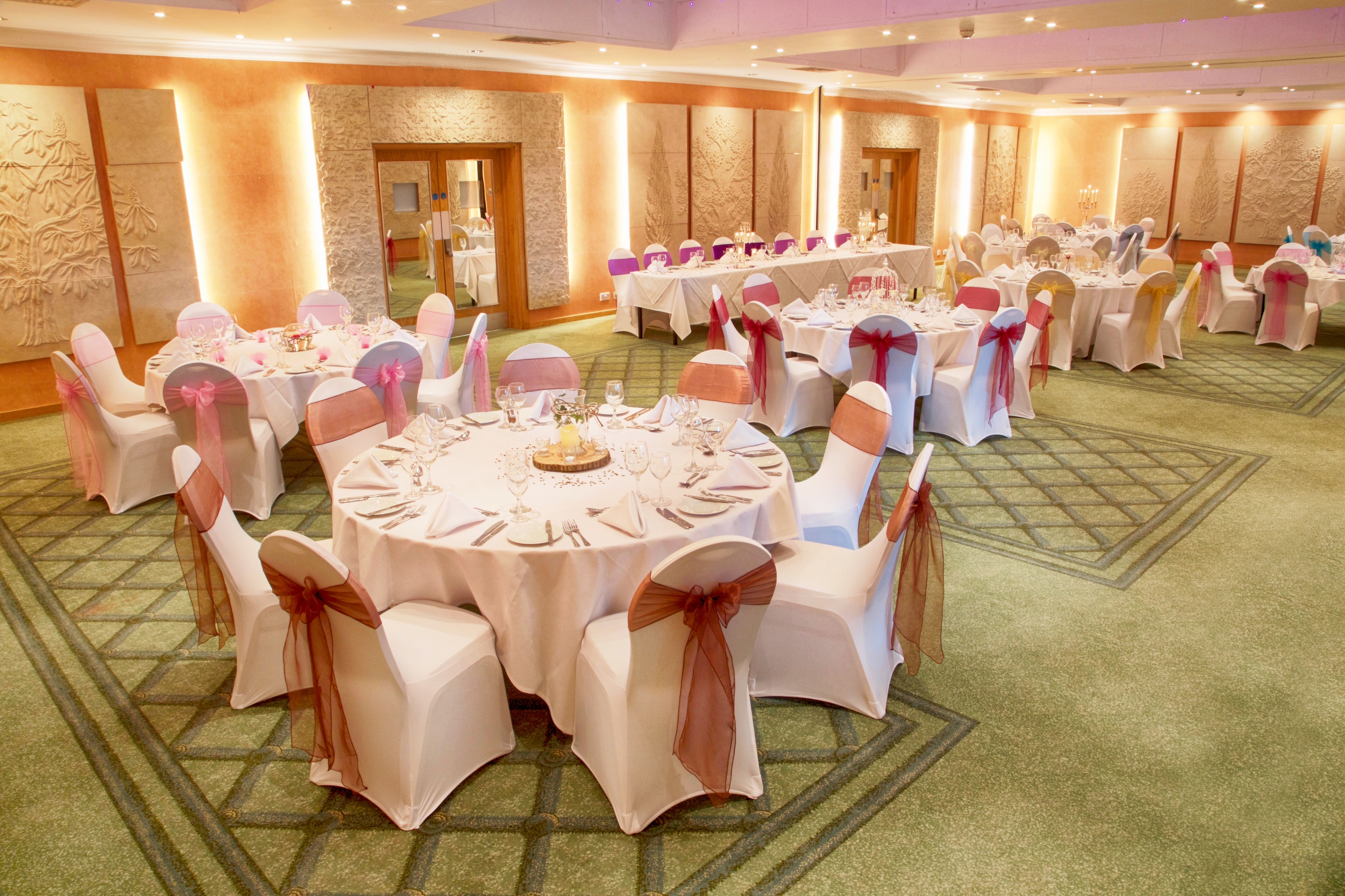 Elegant banquet hall in Regency Park Hotel, perfect for weddings and formal events.