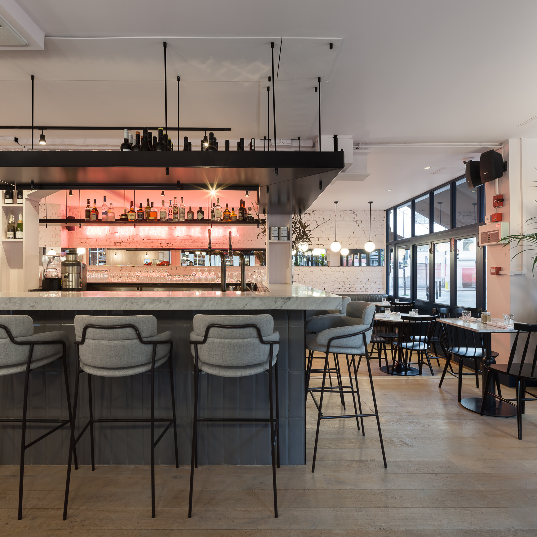 Modern bar area in Exmouth Market Grind, ideal for networking events and casual meetings.