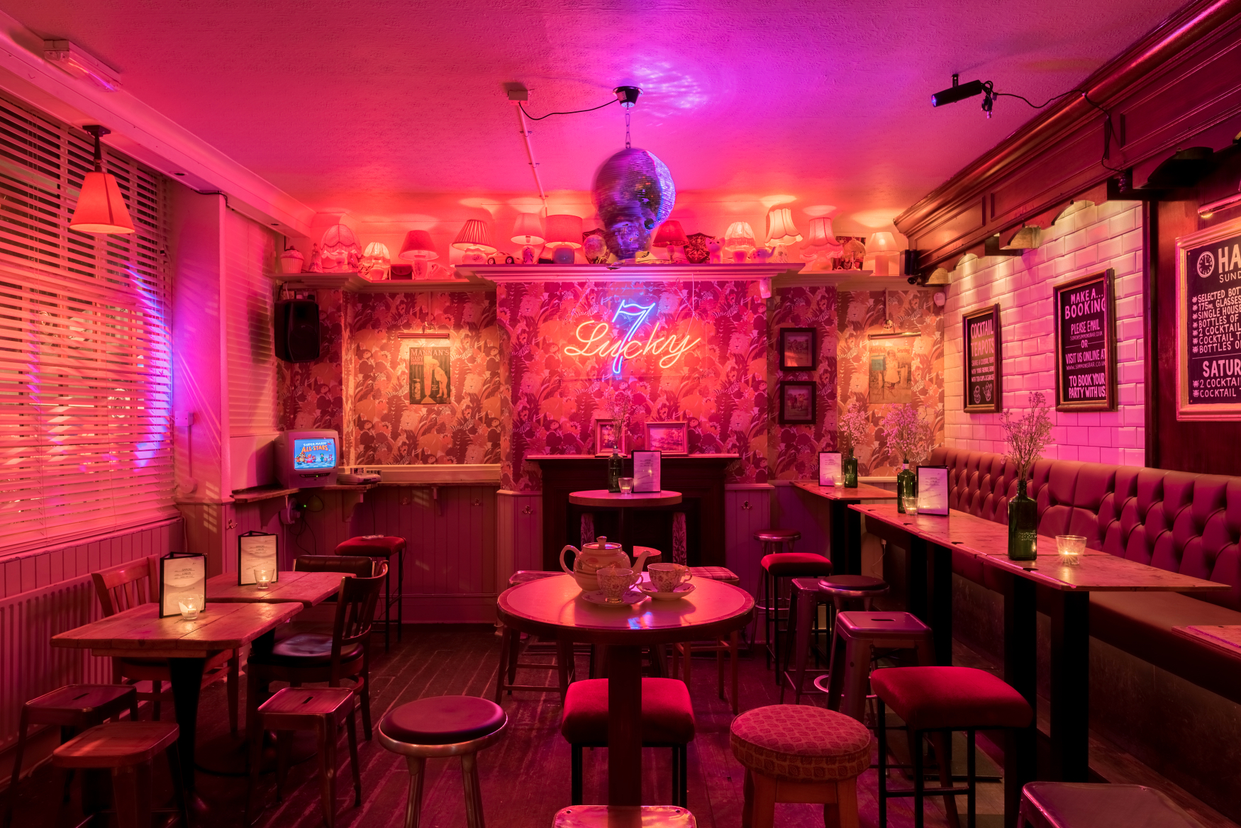 Vibrant event space in Simmons, Soho for intimate gatherings and themed parties.
