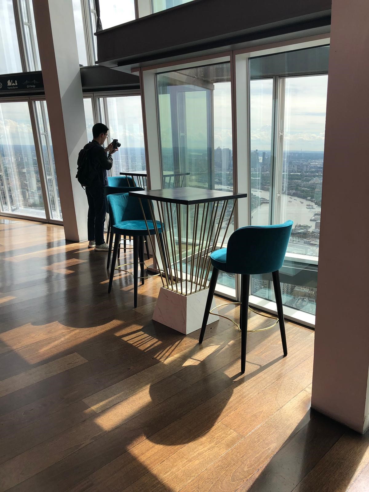 Exclusive hire event space at The View From The Shard with stunning views and modern decor.