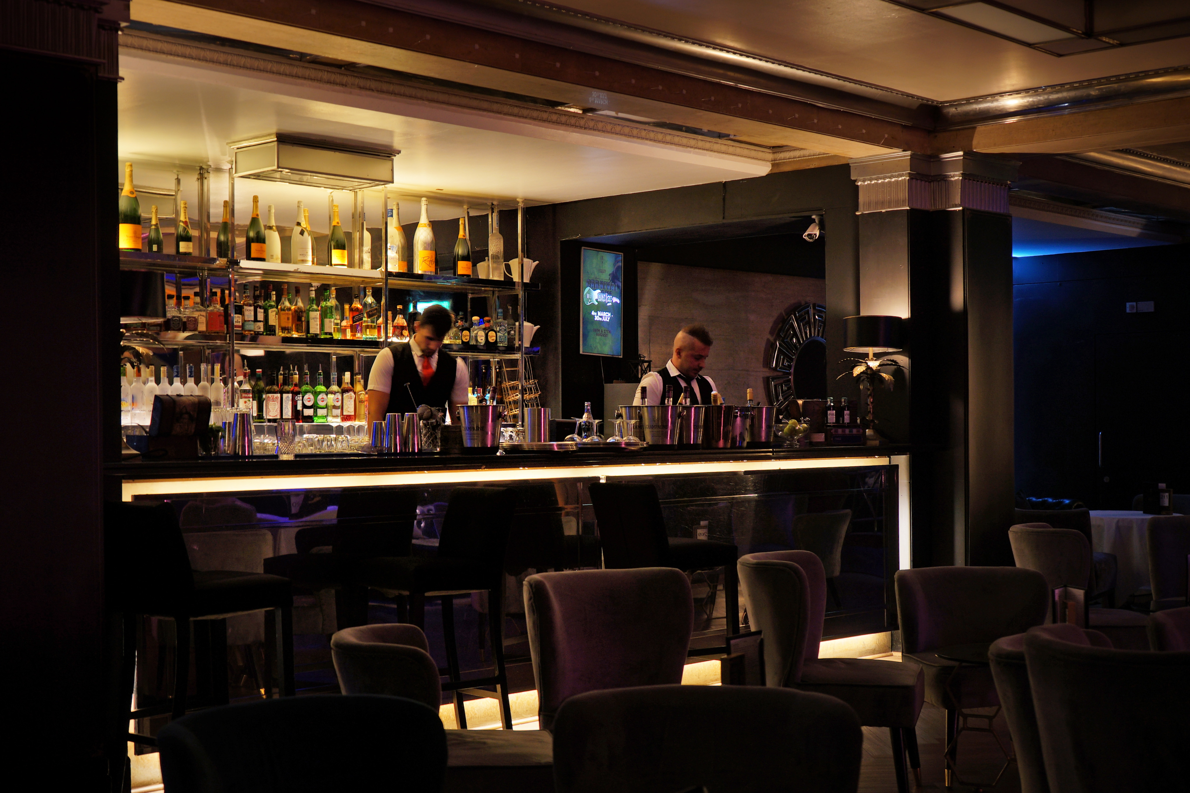 Sleek Rose Bar at Bloomsbury Ballroom, ideal for networking and cocktail receptions.