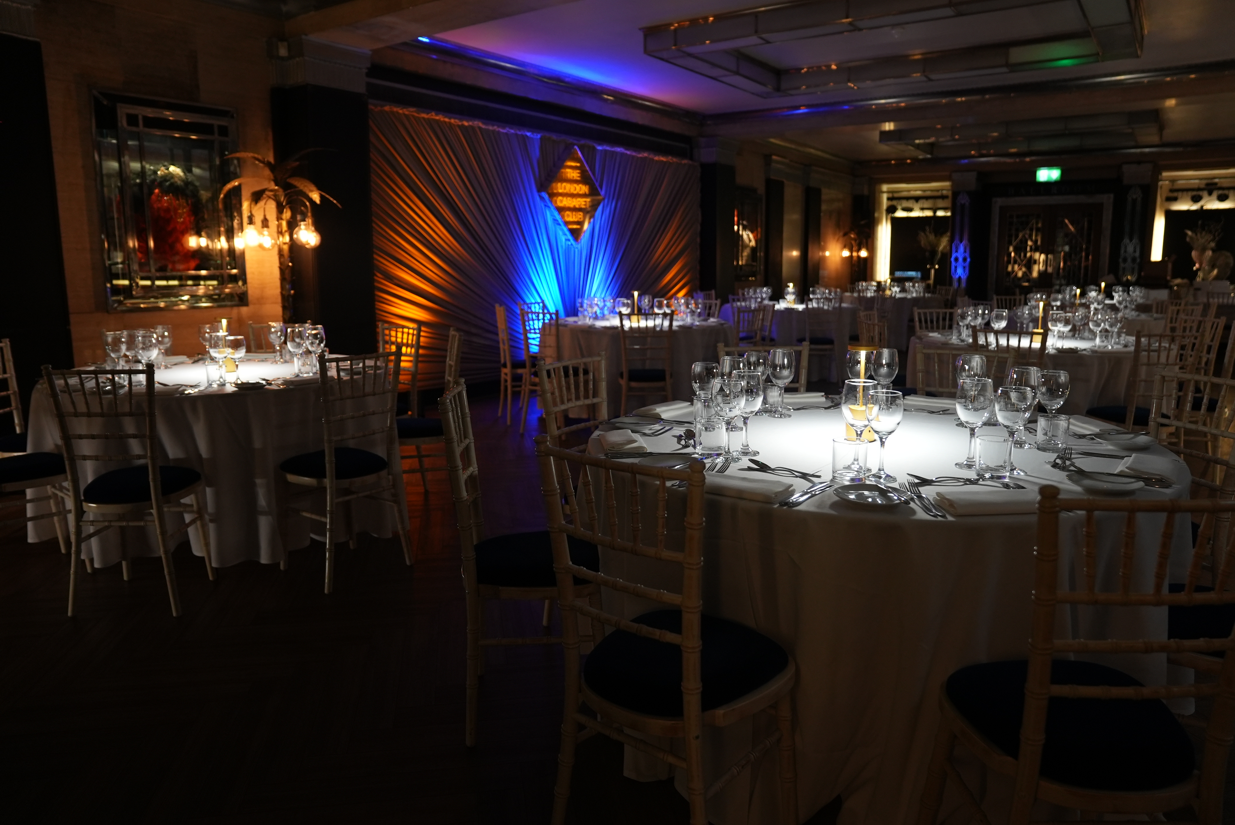 Bloomsbury Ballroom gala event, Rose Bar, elegant lighting
