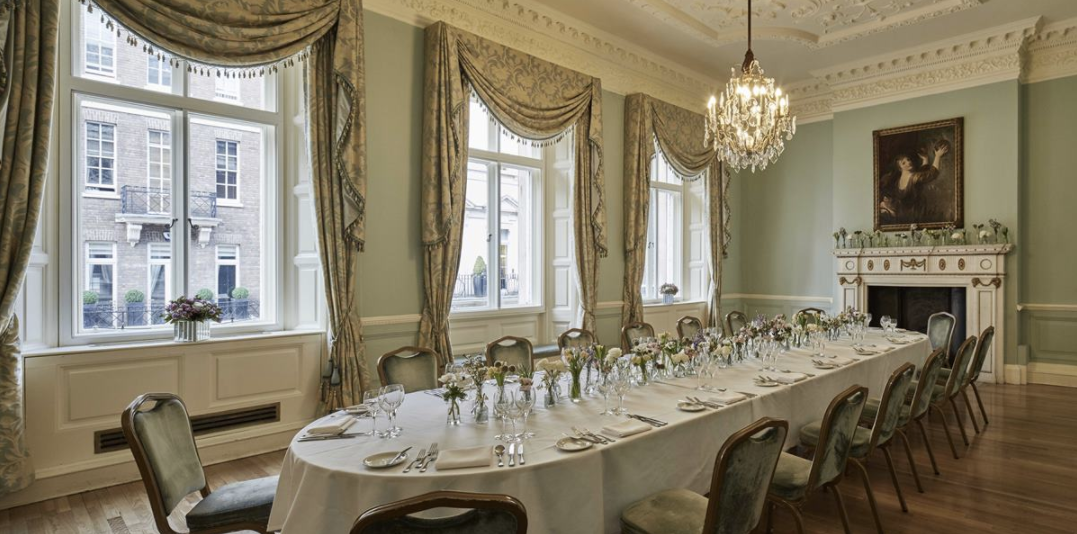 Elegant dining room at Dartmouth House, ideal for corporate events and intimate gatherings.