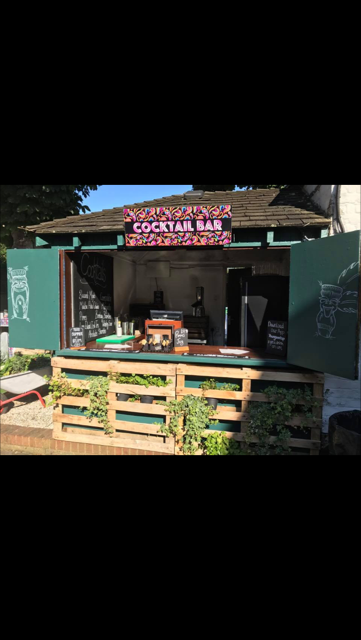 Pop-up garden bar at The Crown Hotel for rustic outdoor events and festival networking.