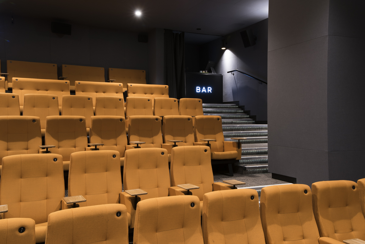 Curzon Aldgate Cinema Screen 2 with plush yellow seating for events and screenings.