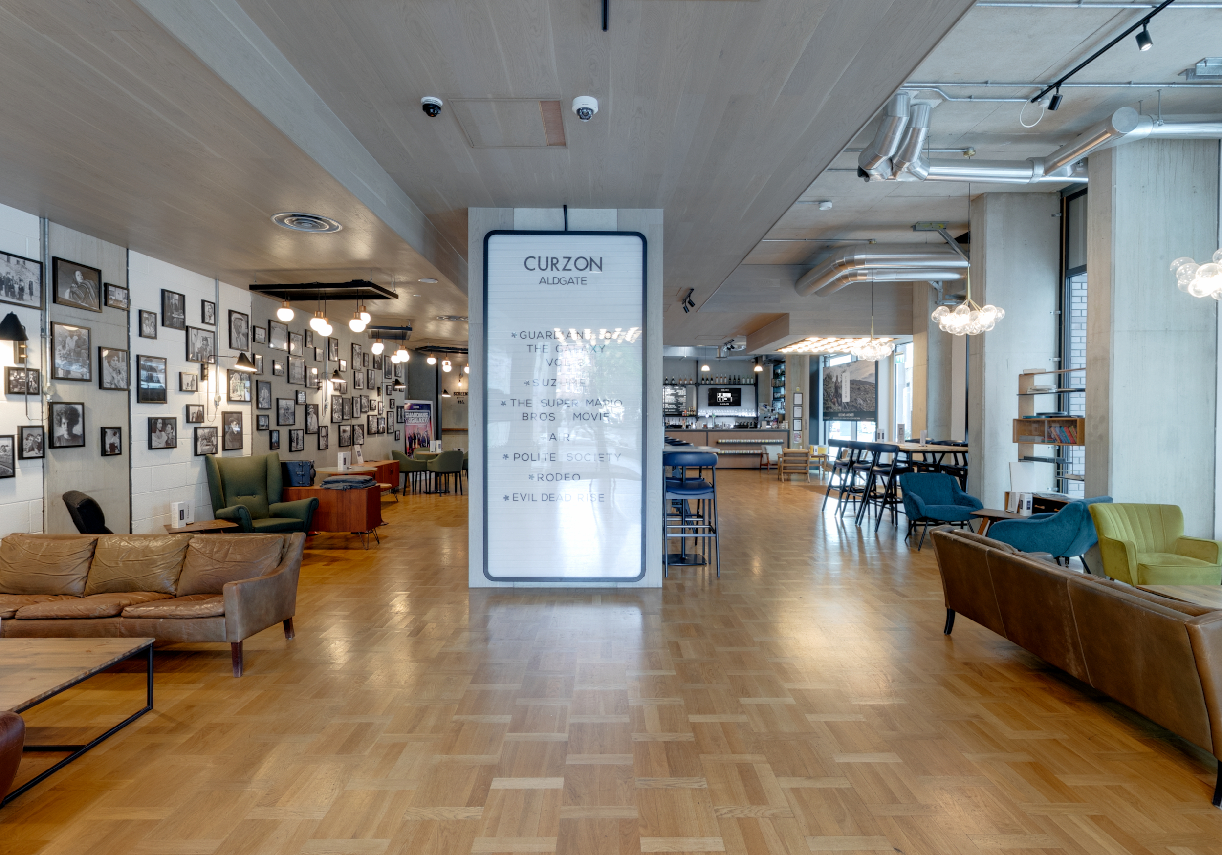 Curzon Aldgate bar area with stylish decor, perfect for events and meetings.