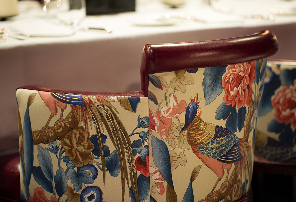 Elegant floral chairs in The Sutherland & Panel Rooms, ideal for upscale events and meetings.