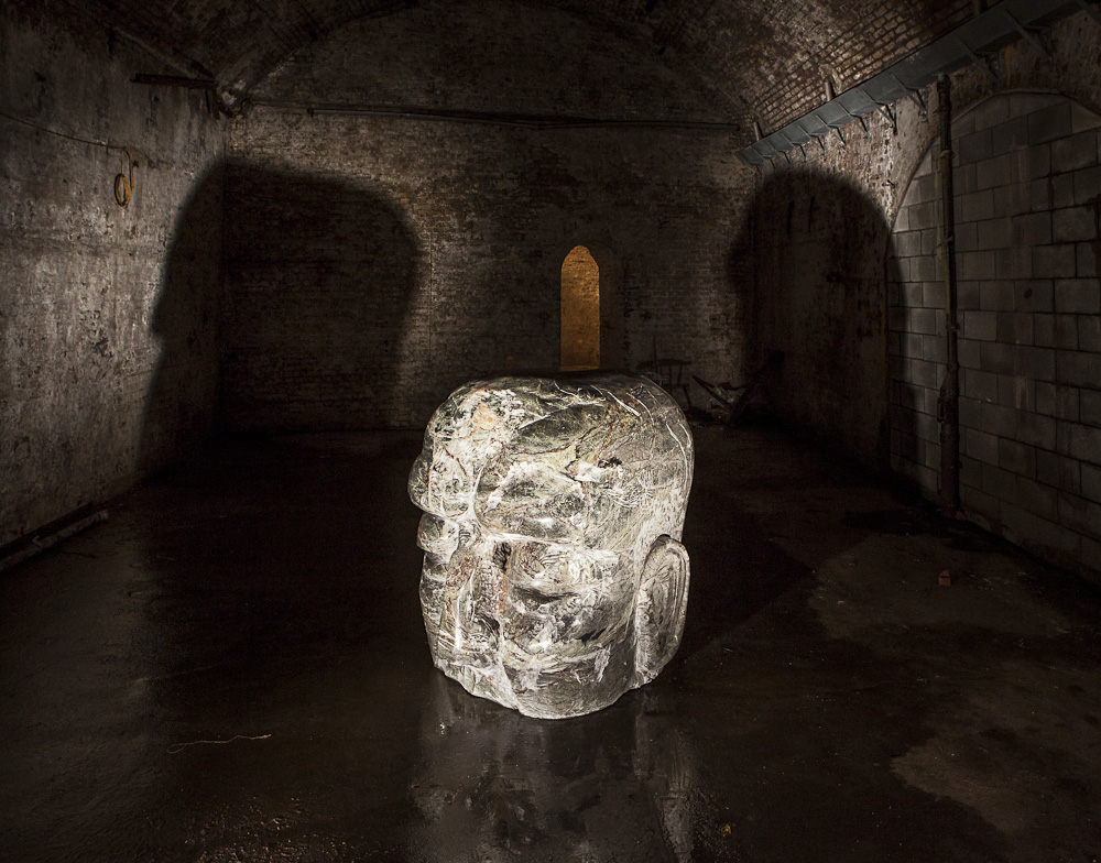 Large stone sculpture in The Vaults, perfect for art exhibitions and private events.