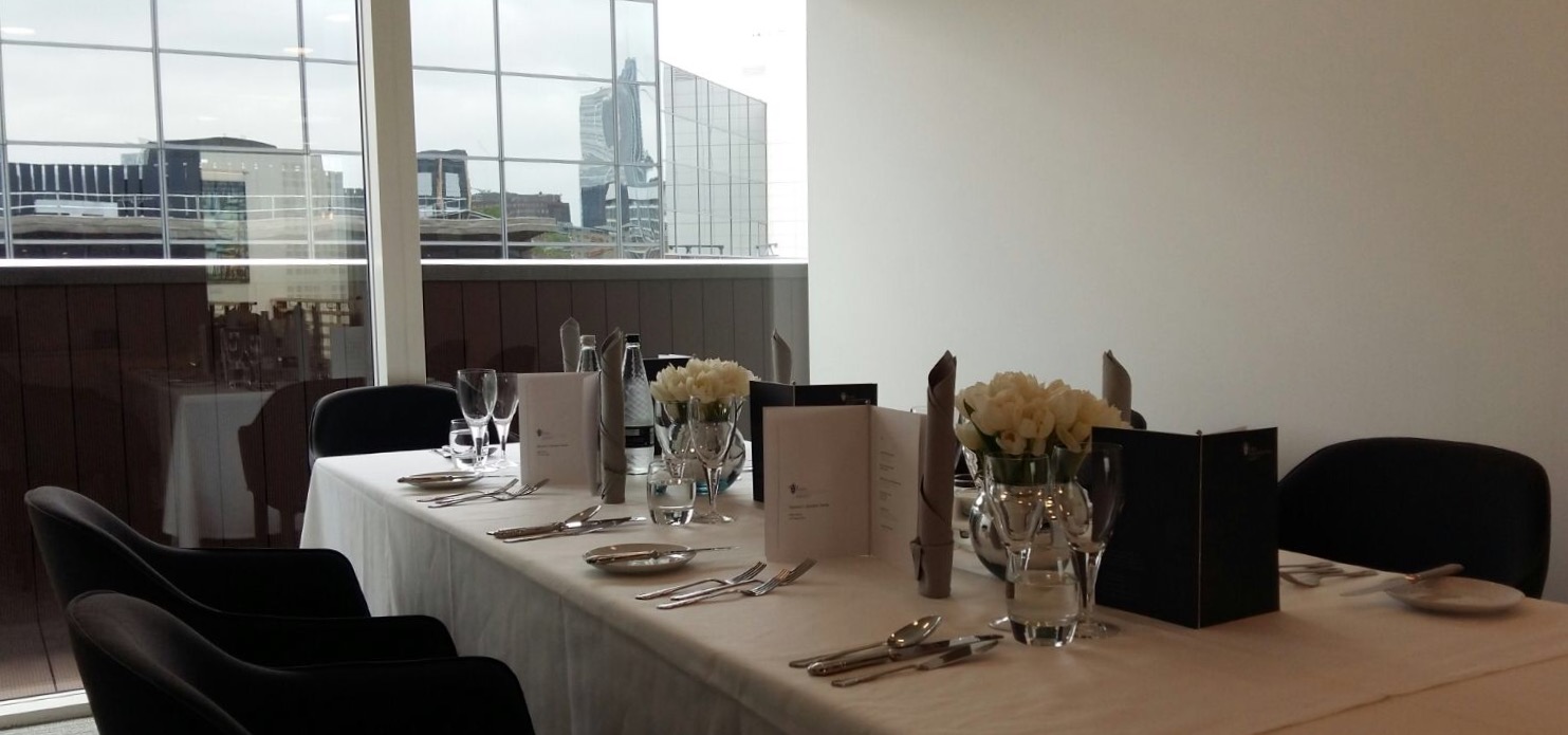 Elegant dining table at The Allen, perfect for corporate meetings and upscale events.