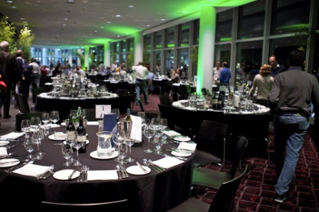 Arc at Wembley Stadium: elegant dinner setup with polished tableware for networking events.