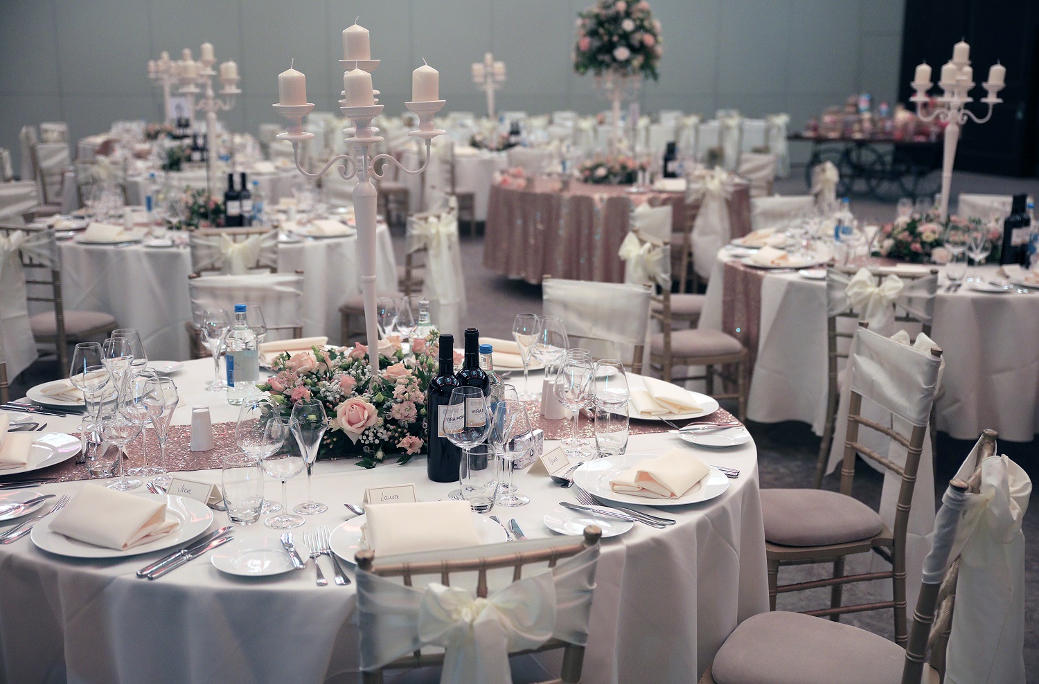 Elegant banquet hall at Hilton London Bankside, ideal for weddings and formal events.